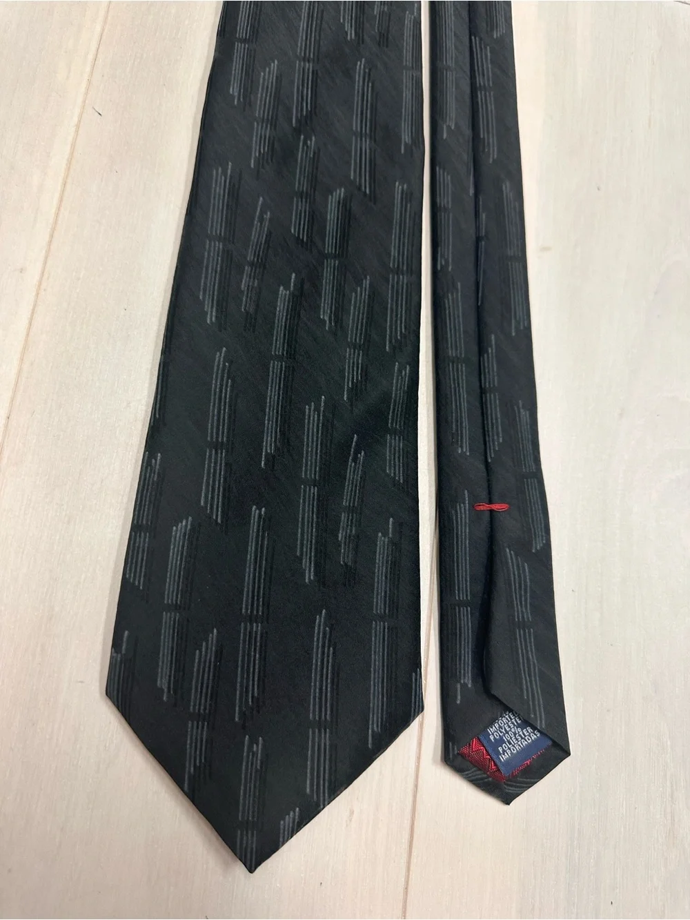 FUBU Black Tie with Gray Stripe Pattern